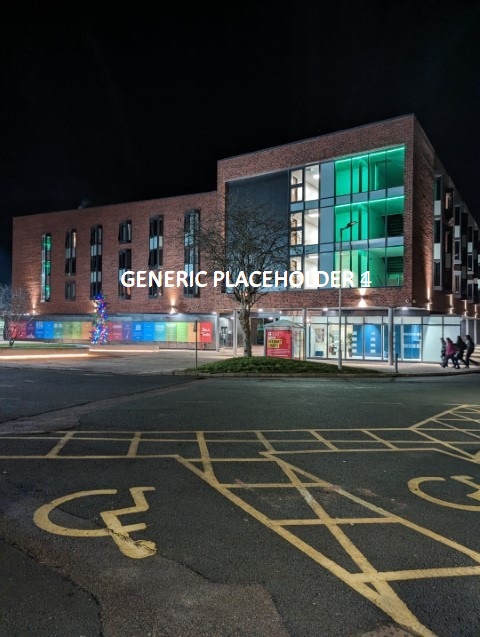 generic placeholder image of a University of Chester building at night. It really should be a Google Maps image